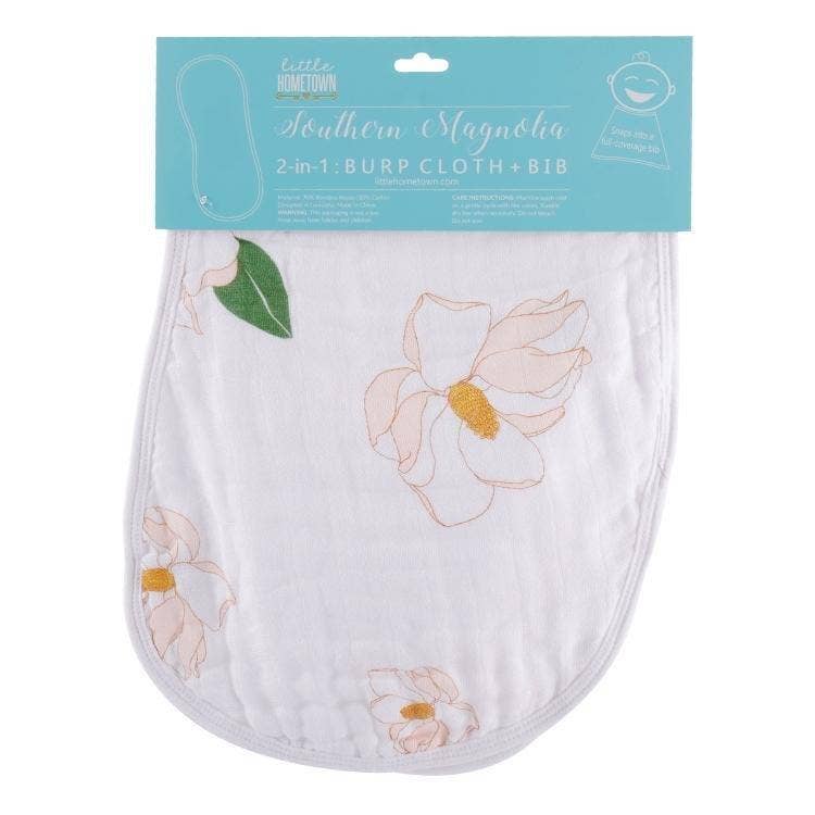 Southern Magnolia Baby Burp Cloth and Bib