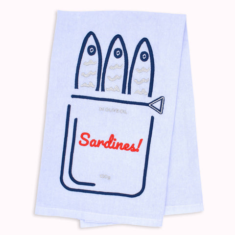 Can 'O Sardines Tea Towel