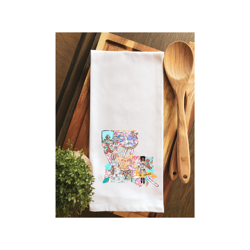 Louisiana Watercolor Festive Nutcracker Tea Towel