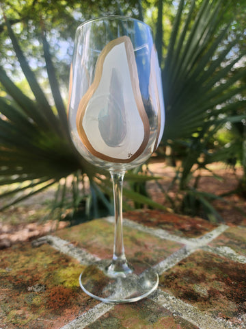 Hand Painted Stemmed Oyster Wine Glass