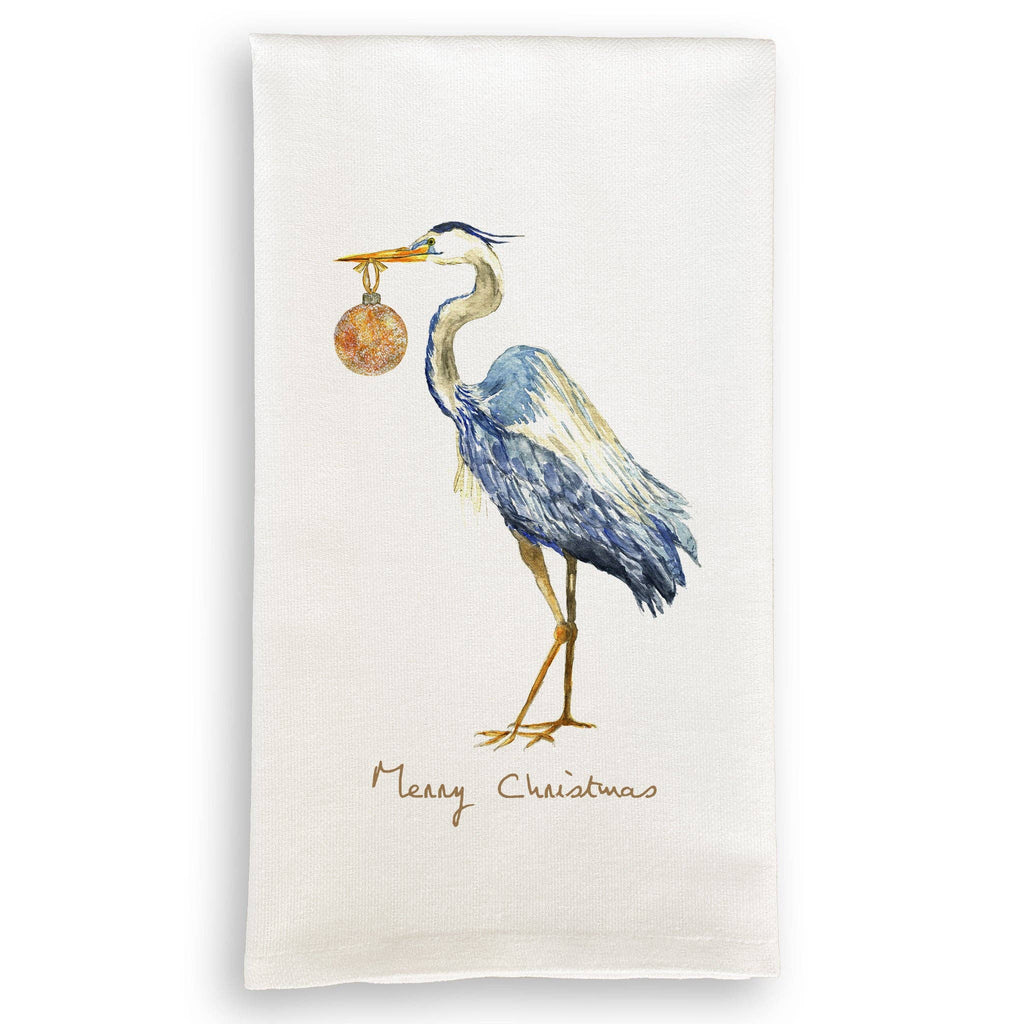 Blue Heron Christmas Tea Towel