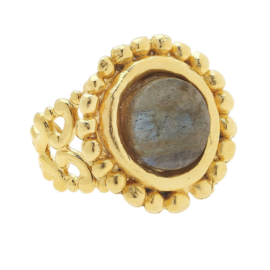 Handcast Gold and Labradorite Adjustable Ring