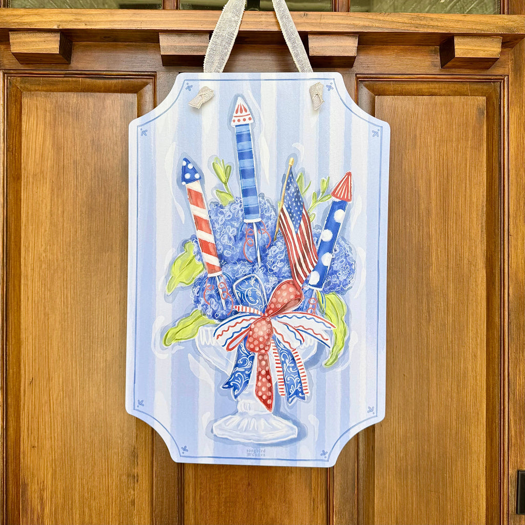 Patriotic Hydrangeas Door Hanger