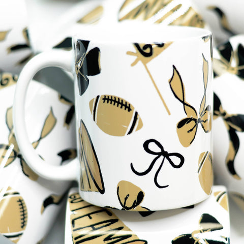Black Gold Football Coquette Ceramic Mug