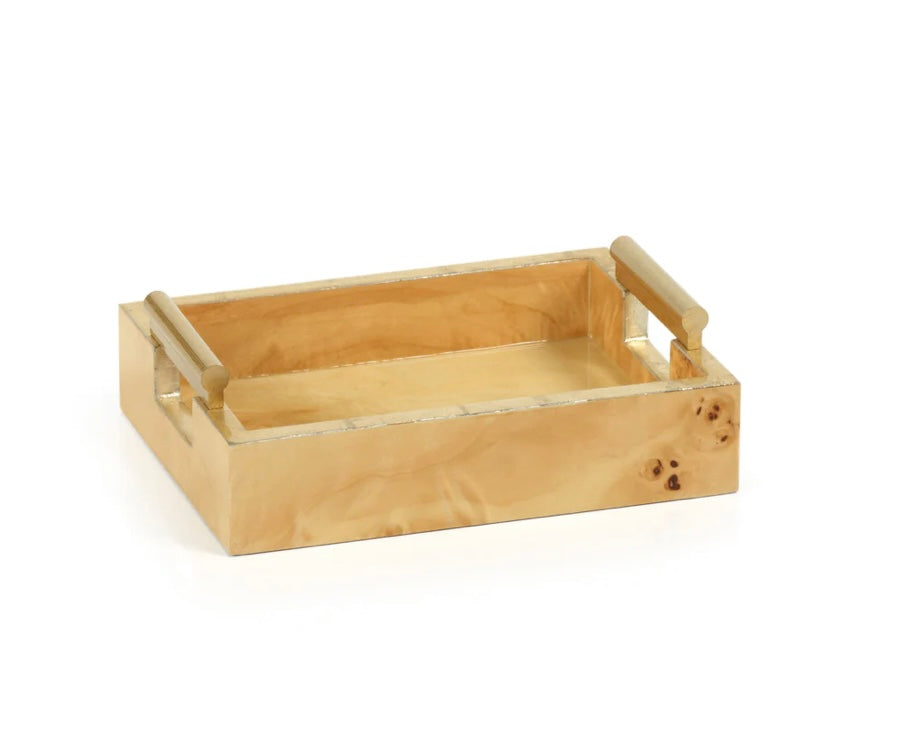 Burl Wood Rectangular Tray