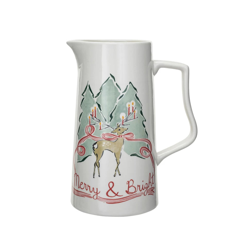 Reindeer Stoneware Pitcher