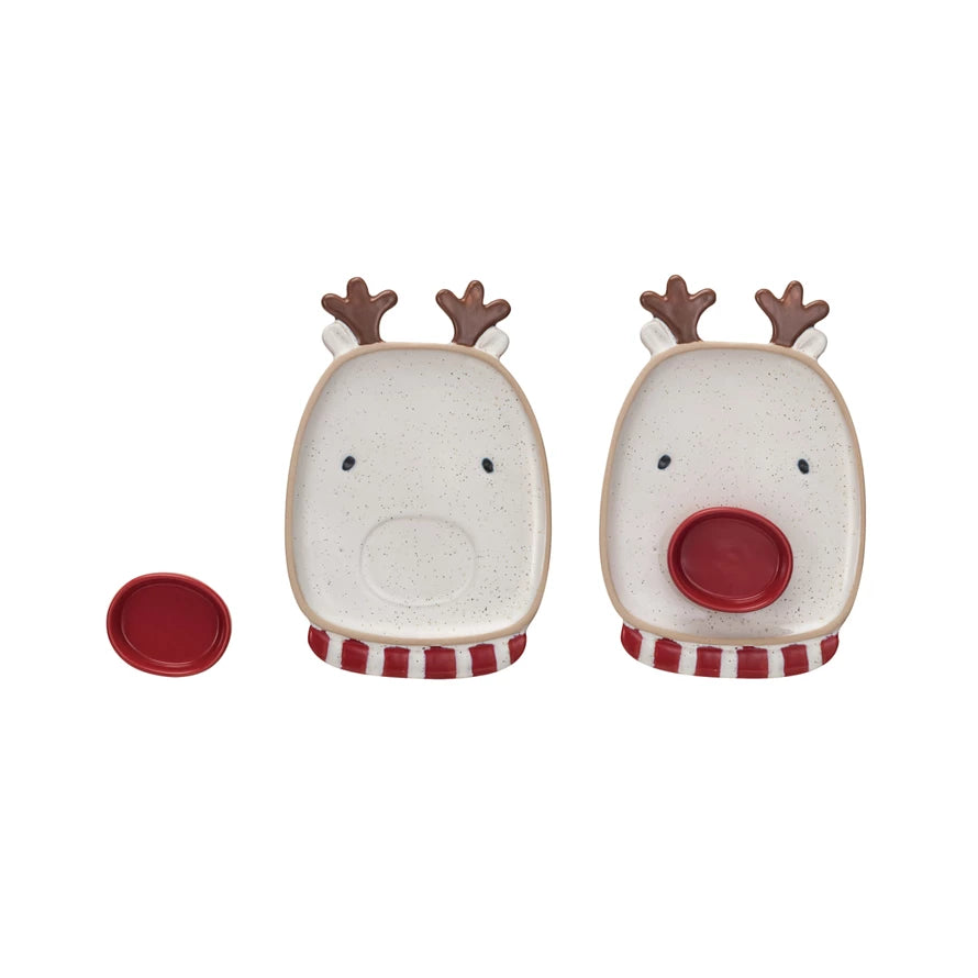 Stoneware Reindeer Plate Set