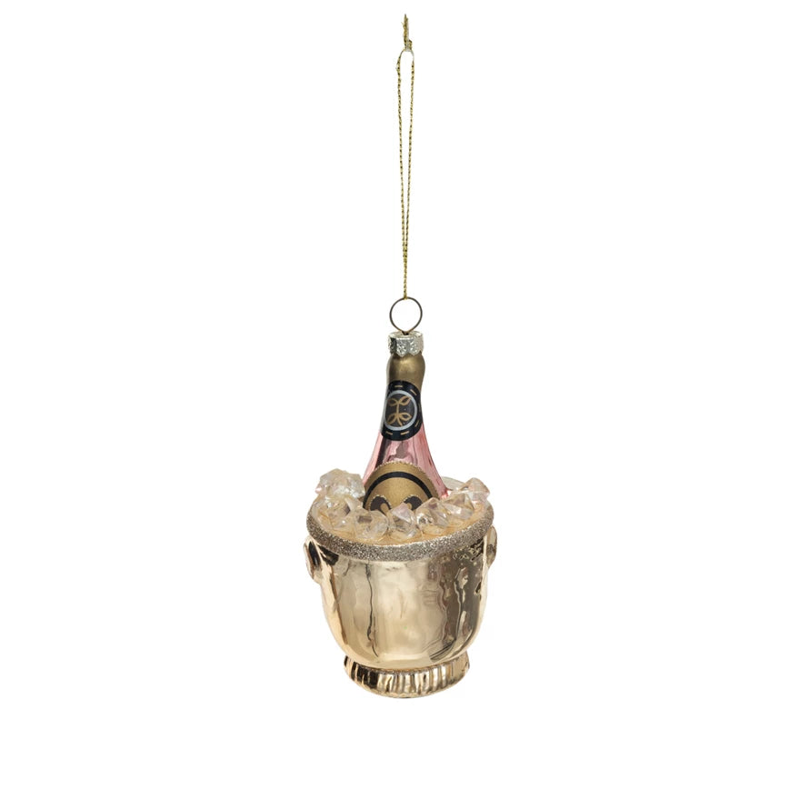 Glass Champagne Bucket Ornament