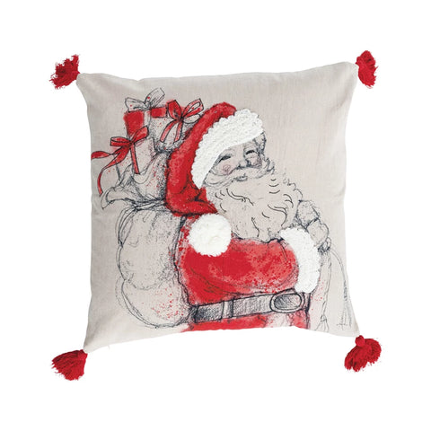 Santa Square Tasseled Pillow