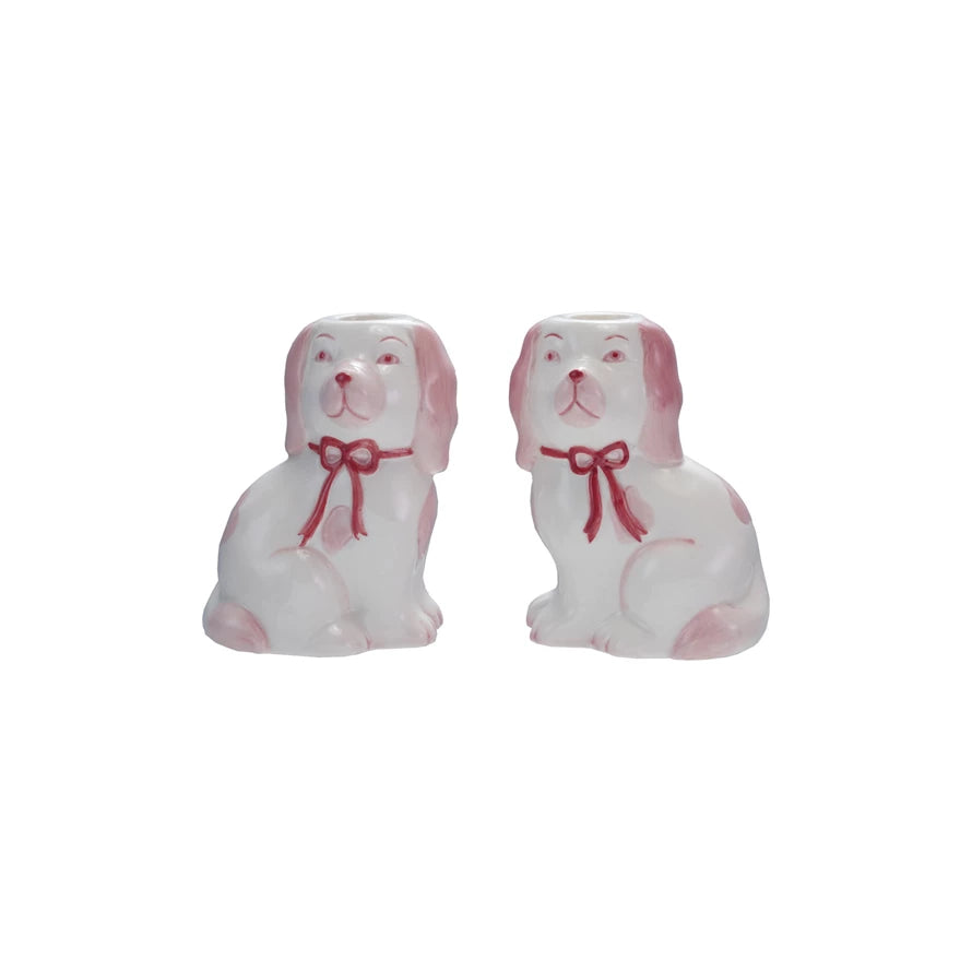 Stoneware Staffordshire Dog Taper Holder