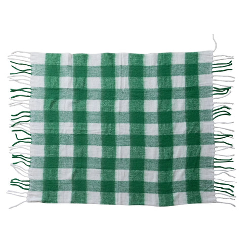 Green & White Plaid Throw