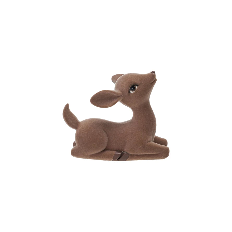 Resin Flocked Sitting Deer