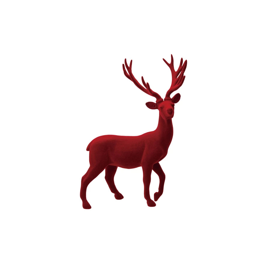 Burgundy Flocked Deer