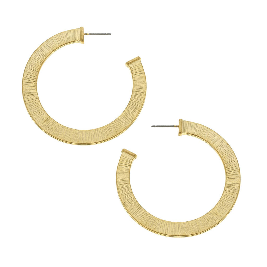 Gold Textured Circle Hoop Earrings