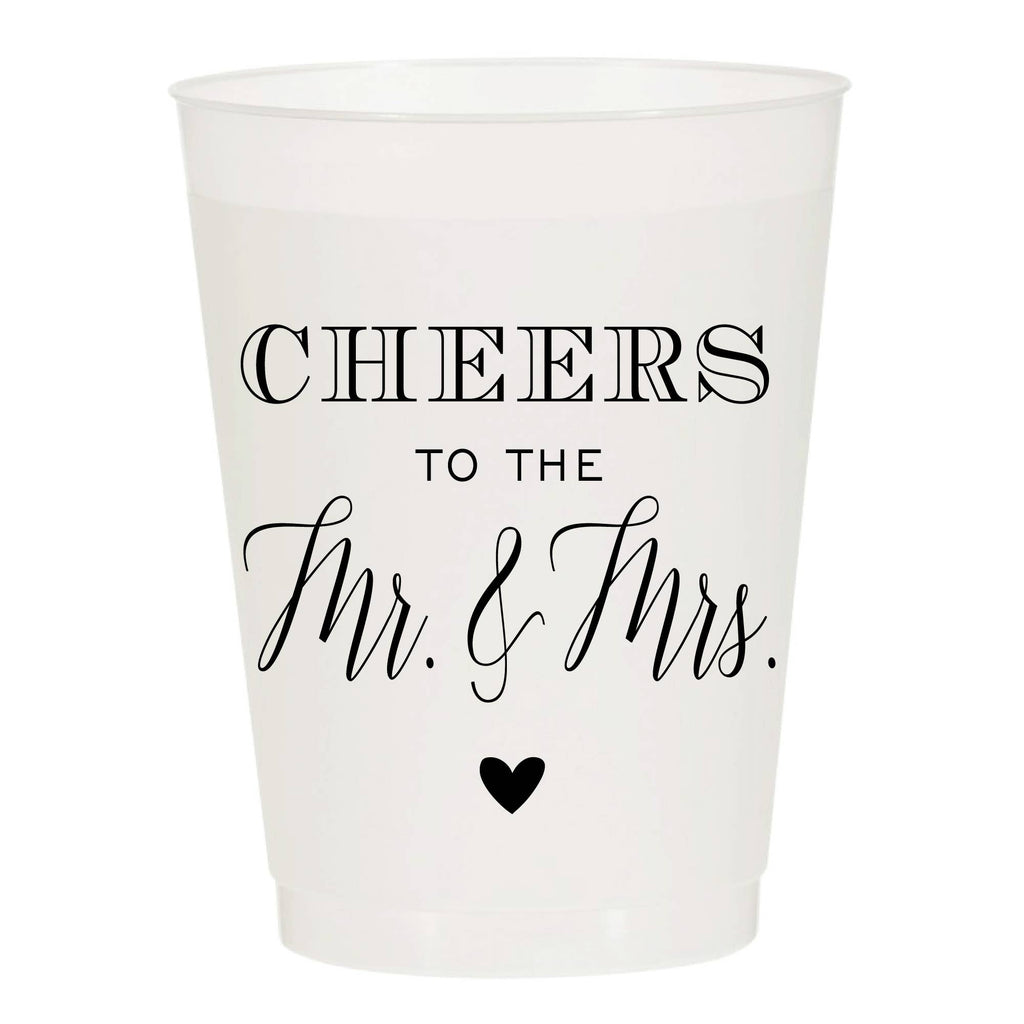 Cheers To The Mr & Mrs Wedding - Set of 6 Reusable Cups