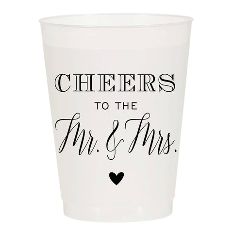 Cheers To The Mr & Mrs Wedding - Set of 6 Reusable Cups