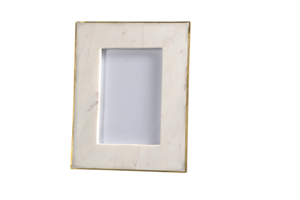 White Marble & Gold Frame