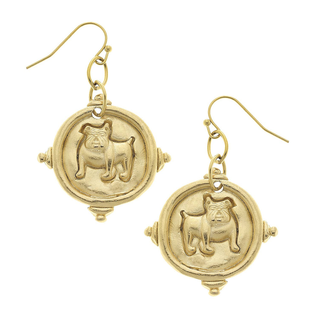 Gold Bulldog Earrings