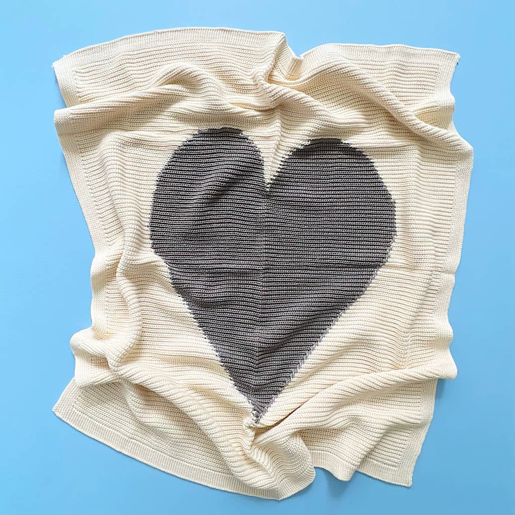 Organic Cotton Baby Blanket - Heart (Gray)