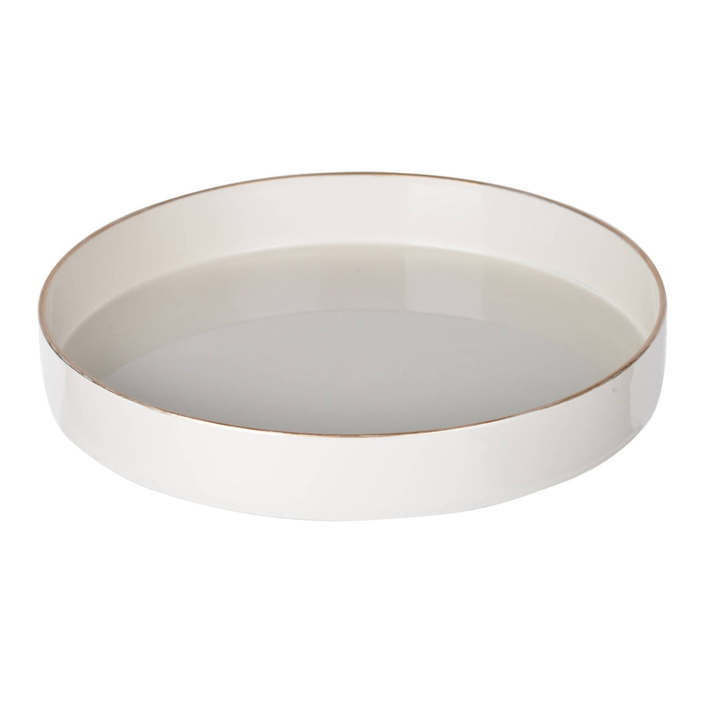 White Lacquered Round  Tray