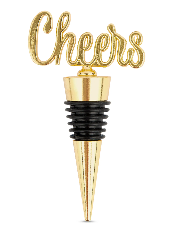 Gold Metal Wine Bottle Stopper - Cheers