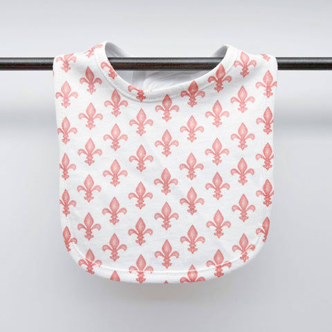 Pink Fleur De Lis Baby Bib