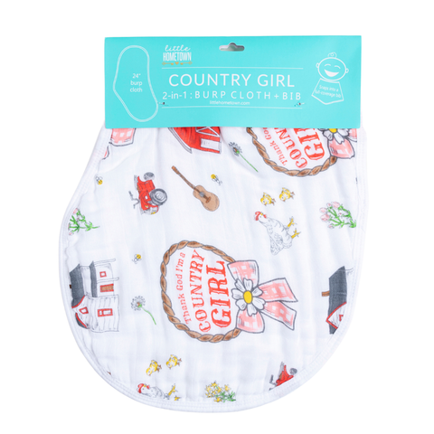 Country Girl 2 in 1 Burp Cloth and Bib