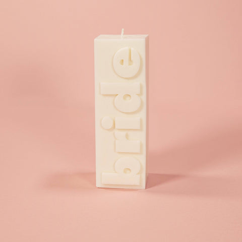 BRIDE Slogan Block Pillar Candle