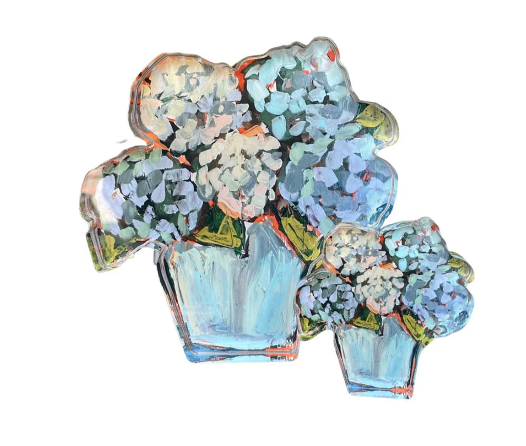 Blue Hydrangeas Blooms Acrylic Block