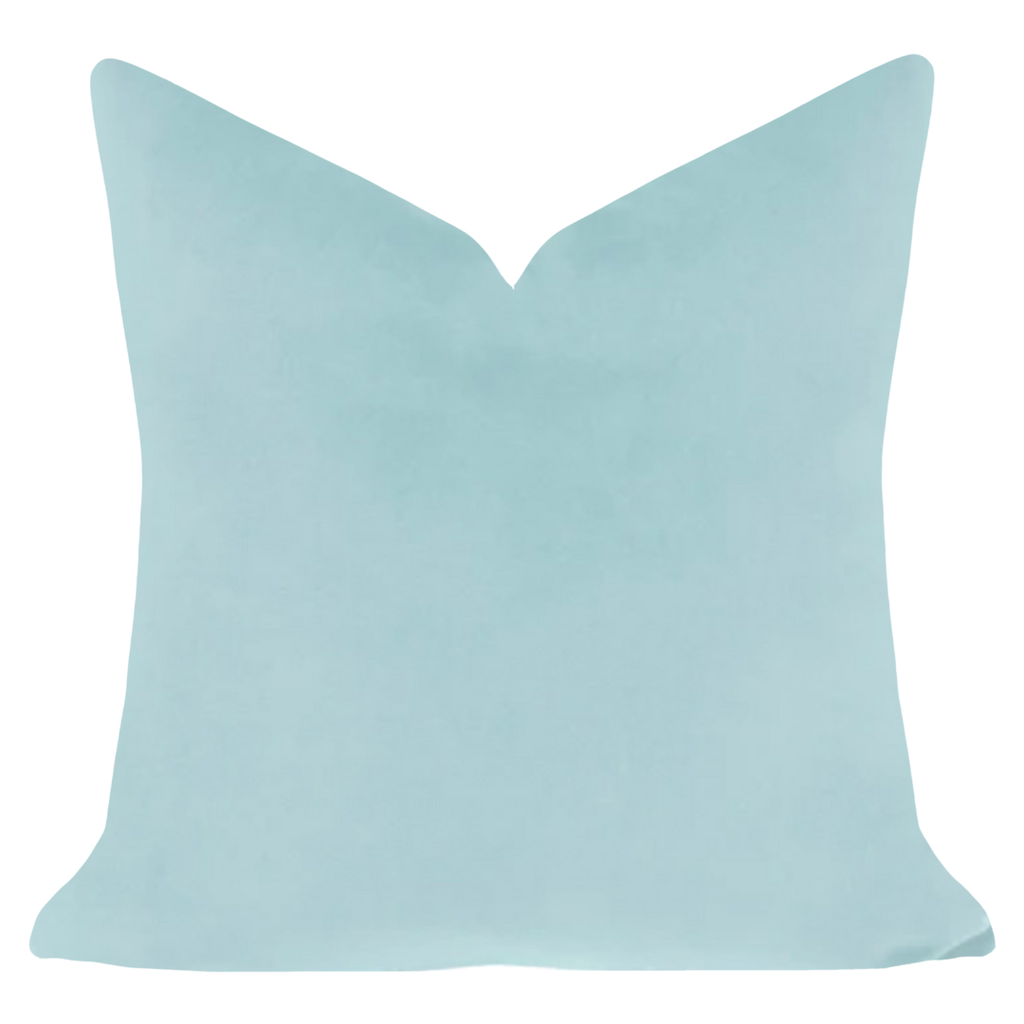 Spa Blue Solid Velvet Pillow