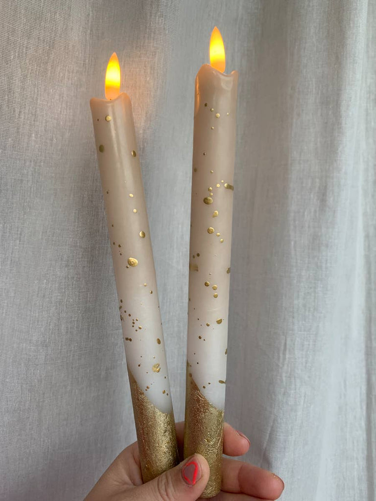 Gold Dots LED Pillar Candle
