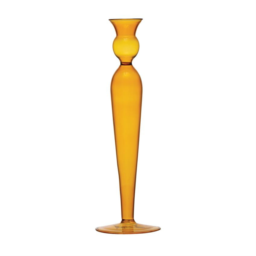 Amber Glass Taper Candleholder