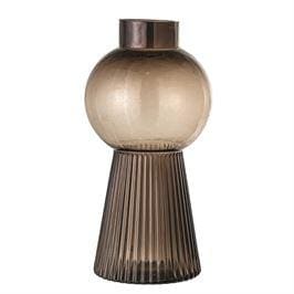 Brown Round Fluted Glass Vase