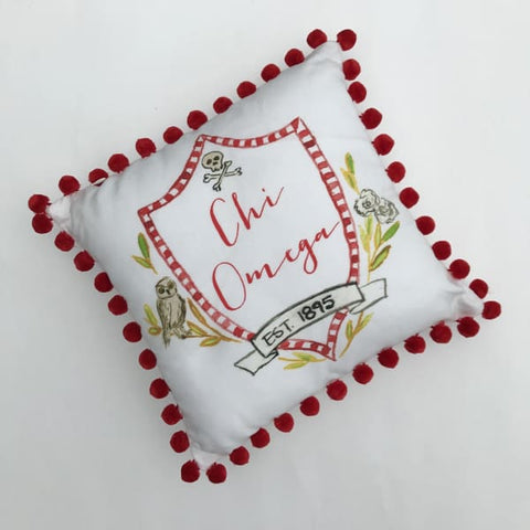 Chi Omega Pom Pom Pillow