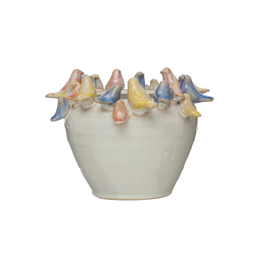 Stoneware Glaze Birds Vase
