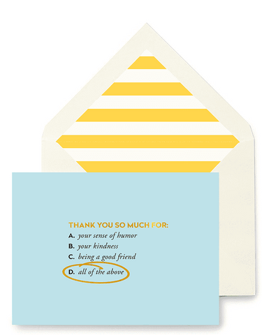 Thank You So Much For Greeting Card, Single Folded Card