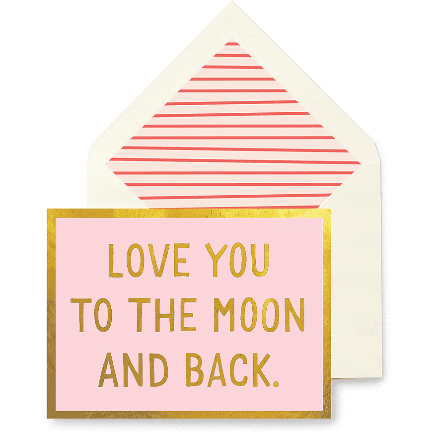 Love You To The Moon And Back Greeting Card, Single Folded Card