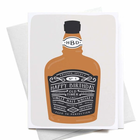 Happy Birthday Whiskey Bottle Greeting Card