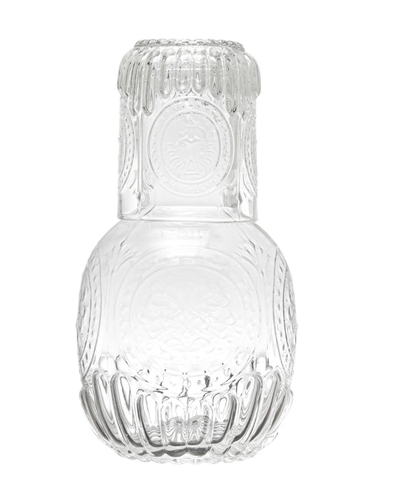 Embossed Glass Carafe with Glass