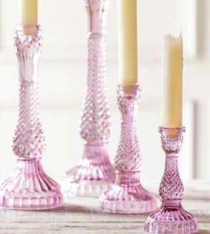 Pressed Glass Violet Taper Holder