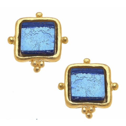 Blue Jewel Stud Earrings