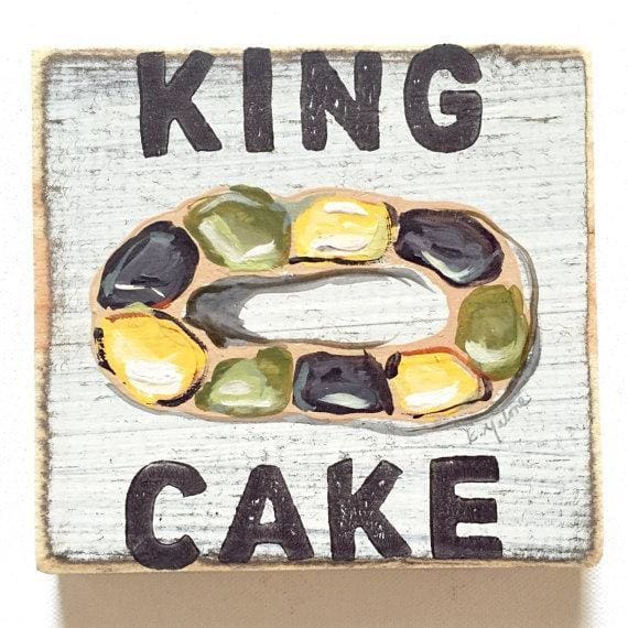 King Cake Wooden Sign