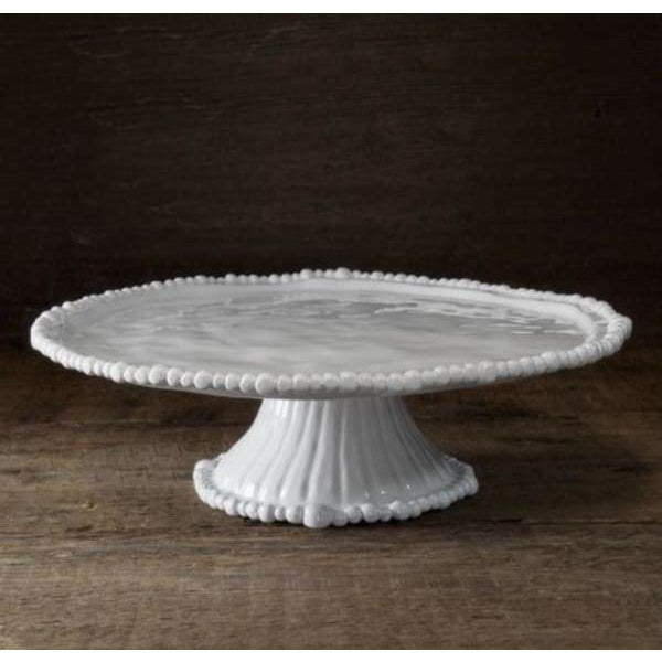 White Beaded Cake Plate